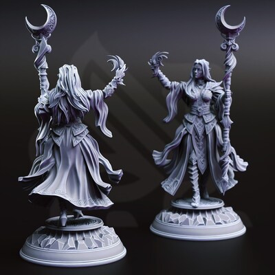 Elf Moon Cleric from DM Stash's Under Darkness set. Total height apx. 61mm. Unpainted resin miniature - image3